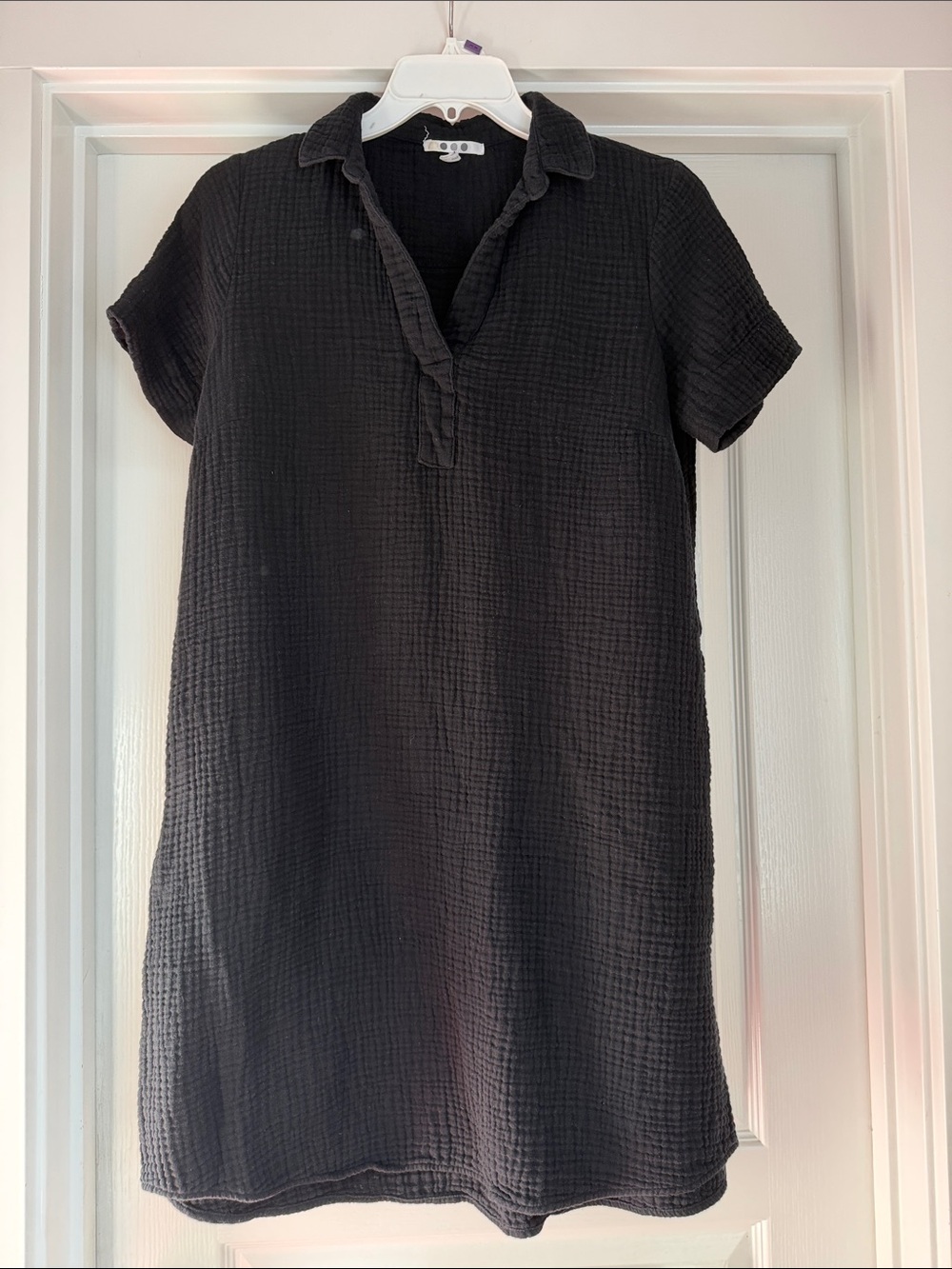 Women’s Black Gauze Polo Cover-Up Dress